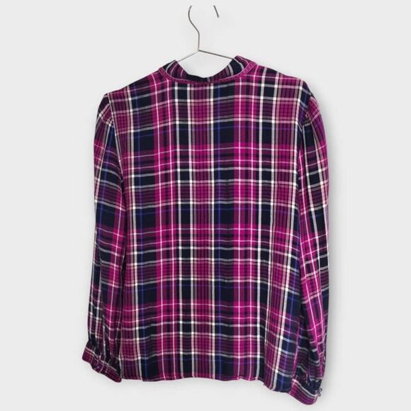 Chicos Womens Blouse Sz 12 Flannel Ruffles Button Shirt Purple Preppy #570315357 - Picture 3 of 16